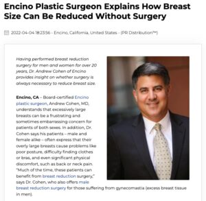 Renowned Encino Plastic Surgeon Gives Helpful Advice About Options For Breast Reduction